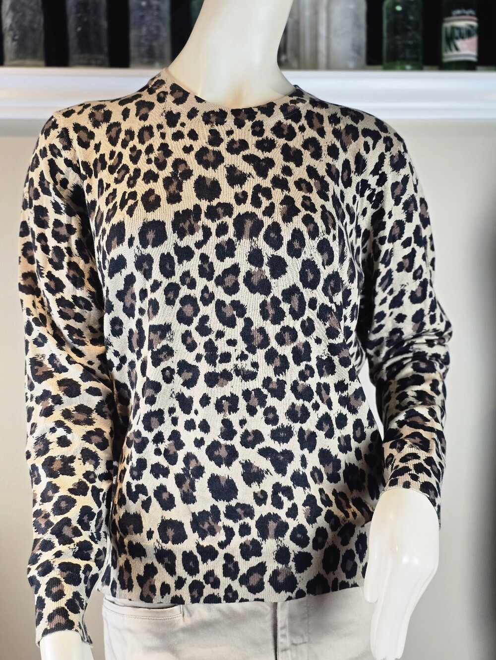 Alfred Sung Leopard Print Crewneck Sweater XXL NWOT - Rayon Blend